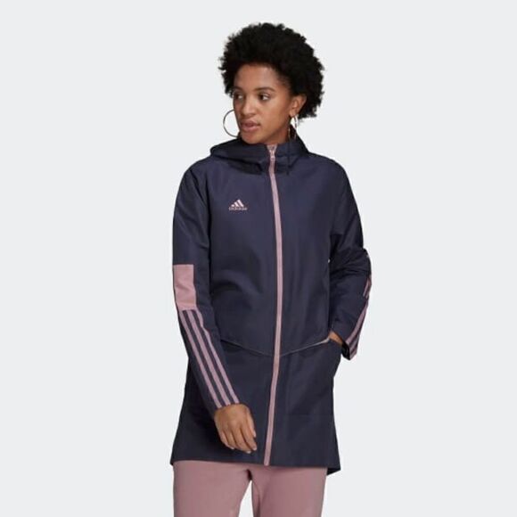 Adidas Tiro Parka Jacket Coat All Weather Women's Size Small S Shadow Navy Grey - Picture 3 of 15